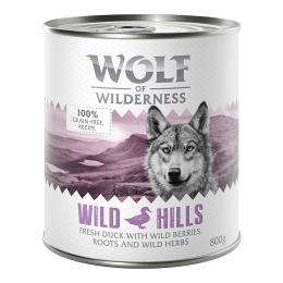 Sparpaket Wolf of Wilderness Adult - Single Protein 24 x 400 g / 800 g 24 x 800 g: Wild Hills - Ente