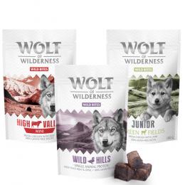 Sparpaket Wolf of Wilderness Snack - Wild Bites 3 x 180 g - Mix: Huhn, Ente, Lamm (Monoprotein)