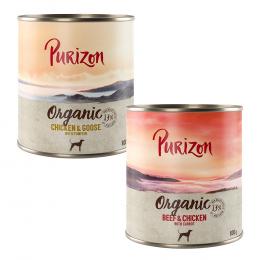 Sparpakete Purizon Organic 24 x 800 g - Mixpaket:  12 x Huhn mit Gans, 12 x Rind mit Huhn