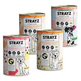 STRAYZ BIO Nassfutter für Hunde 4 x 400 g - BIO Probierpaket (3 Sorten)