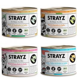 STRAYZ Nassfutter für Katzen BIO 8 x 200 g - BIO Probierpaket (4 Sorten)