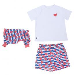TIAKI Pet & Parent Pyjama im Partnerlook, Melone - Pyjama für Hundeeltern Größe M + passendes Hundeshirt Rückenlänge 30 cm