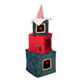 TIAKI Weihnachtlicher Geschenketurm für Katzen - grün / rot