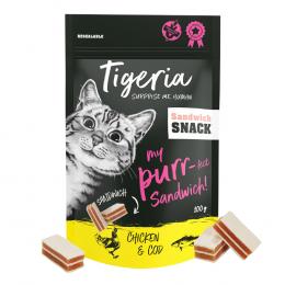 Tigeria Sandwich Snack Huhn & Kabeljau 100 g -Sparpaket Huhn & Kabeljau (3 x 100 g)