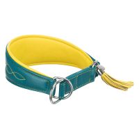 Trixie Active Comfort Halsband für Windhunde, petrol/gelb - Größe S–M: 33–42 cm, B 60 mm