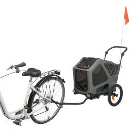 TRIXIE Fahrradanhänger - M: 50 x 72 x 87/138 cm, grau/salbei