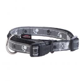 Trixie Halsband Pfoten-Reflect, silber - Größe S-M: 30 - 45 cm Halsumfang, 15 mm breit