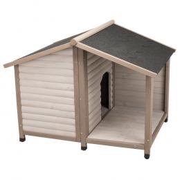 Trixie Natura Hundehütte Lodge mit Terrasse - Größe M/L: B 130 x T 100 x H 105 cm, grau (2 Pakete*)