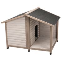 Trixie Natura Hundehütte Lodge mit Terrasse - Größe S: B 100 x T 82 x H 90 cm, grau