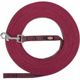 Trixie Schleppleine gummiert, sangria - Größe: S-M: 10 m lang / 15 mm breit