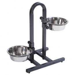 U-Hundebar inklusive 2 Edelstahlnäpfe - 2 x 1,8 l, Ø 21 cm