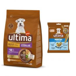 Ultima Mini Trockenfutter + 90 g Dental Sticks Mini gratis! - 1,35 kg Sterilized Huhn