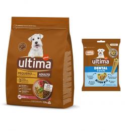 Ultima Mini Trockenfutter + 90 g Dental Sticks Mini gratis! - 2,5 kg Adult Rind