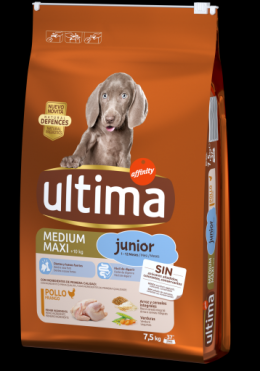 Ultima Mittlerer Maxi Junior Reis Und Huhn 7,5 Kg