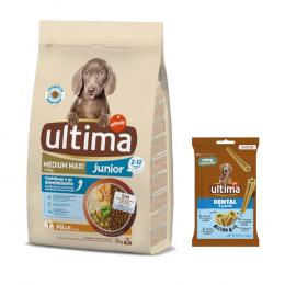 Ultima Trockenfutter + 180 g Dental Sticks Medium / Maxi gratis! - Medium / Maxi Junior Huhn 3 kg