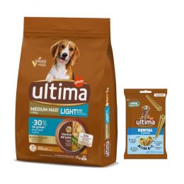 Ultima Trockenfutter + 180 g Dental Sticks Medium / Maxi gratis! - Medium / Maxi Light Adult Huhn 7 kg