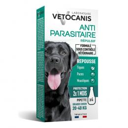 Vetocanis Repellent Floh- und Zeckenschutz Spot-On Hund L (20 - 40 kg) - 4 Pipetten x 1,2 ml