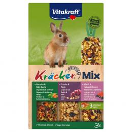Vitakraft Zwergkaninchen-Kräcker Trio-Mix - 1 x 3er Kombi (Gemüse, Traube, Waldbeere)