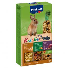 Vitakraft Zwergkaninchen-Kräcker Trio-Mix - 1 x 3er Kombi (Popcorn, Gemüse, Traube)