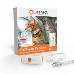 Weenect Haustier GPS Tracker XS für Katzen - inklusive Halsband - weiß inkl. weißem Halsband