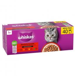 Whiskas 1+ Adult Frischebeutel 40 x 85 g - Klassische Auswahl in Sauce (4 Sorten)