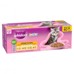 Angebot für Whiskas Junior Frischebeutel 40 x 85 g - Geflügel in Gelee (4 Sorten) - Kategorie Katzenfutter & Zubehör / Katzenfutter nass / Whiskas / -.  Lieferzeit: 1-2 Tage -  jetzt kaufen.