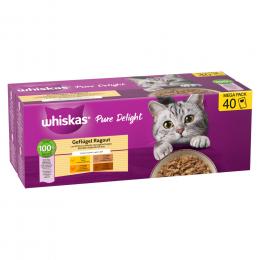 Whiskas Pure Delight 40 x 85 g - Geflügel Ragout in Gelee (4 Sorten)