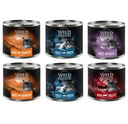 Wild Freedom Adult 6 x 200 g - gemischtes Paket II (2 x Huhn, 2 x Lachs, Rind, Ente)