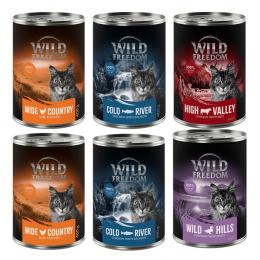 Wild Freedom Adult 6 x 400 g - getreidefreie Rezeptur - Mixpaket 2 (Huhn, Seelachs, Rind, Ente)