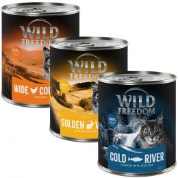 Wild Freedom Adult 6 x 800 g - getreidefreie Rezeptur - gemischtes Paket (2 x Huhn, 2 x Seelachs, 2 x Kaninchen)