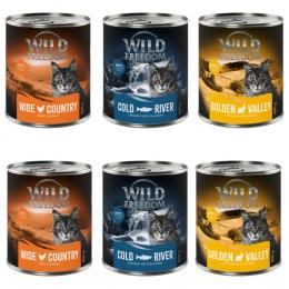 Wild Freedom Adult 6 x 800 g - getreidefreie Rezeptur - Mixpaket (Huhn, Seelachs, Kaninchen)