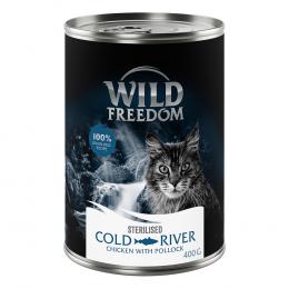 Wild Freedom Adult Sterilised 12 x 400 g - getreidefreie Rezeptur - Cold River Sterilised - Seelachs & Huhn