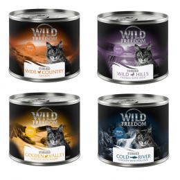 Wild Freedom Adult Sterilised 24 x 200 g - getreidefreie Rezeptur - Mixpaket (Huhn pur, Huhn & Sterilised, Huhn & Kaninchen)