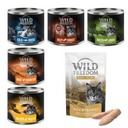Wild Freedom Kombi-Paket: Adult Nassfutter + Filet Snacks - 24 x 200 g Mixpaket 1 (Huhn, Seelachs, Lamm, Kaninchen, Wild) + 3 x 100 g Hühnerfilet