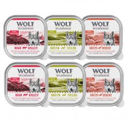 Wolf of Wilderness Adult 6 x 300 g Schale - Monoprotein Rezeptur - 24 x 300 g: Mixpaket: Rind, Pute, Lamm