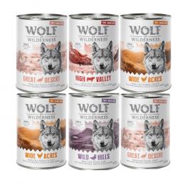 Wolf of Wilderness Adult 6 x 400 g - Freilandfleisch/-innereien & Monoprotein - Sparkapet 12 x 400 g: Mixpaket Freiland-Pute, Freiland-Huhn, Freiland-Rind, Freiland-Ente