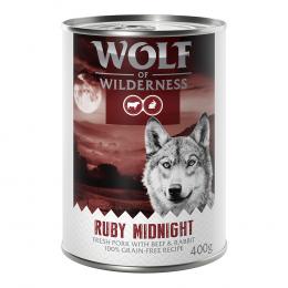 Wolf of Wilderness Adult 6 x 400 g - mit frischem rotem Fleisch  Ruby Midnight: Schwein, Rind und Kaninchen