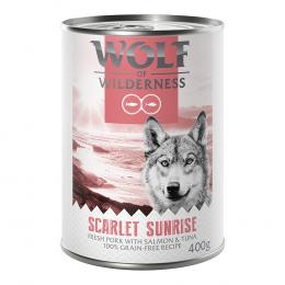 Wolf of Wilderness Adult 6 x 400 g - mit frischem rotem Fleisch  Scarlet Sunrise: Schwein, Lachs und Thunfisch