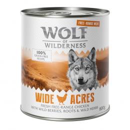 Wolf of Wilderness Adult 6 x 800 g - Freilandfleisch/-innereien & Monoprotein - Sparpaket 12 x 800 g: Wide Acres - Freiland-Huhn