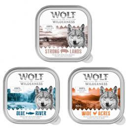 Wolf of Wilderness Adult - Single Meat 6 x 150 g Schale - Mixpaket: Huhn, Fisch, Schwein