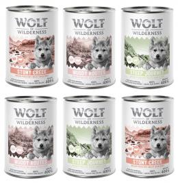 Wolf of Wilderness Junior 6 x 400 g - Mit viel frischem Geflügel  - Mixpaket