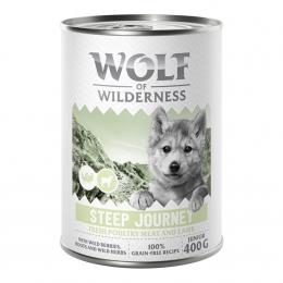 Wolf of Wilderness Junior 6 x 400 g - Mit viel frischem Geflügel  - Steep Journey - Geflügel mit Lamm