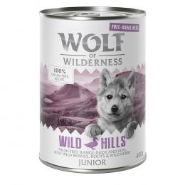 Wolf of Wilderness JUNIOR - Freiland-Ente & -Kalb - 6 x 400 g