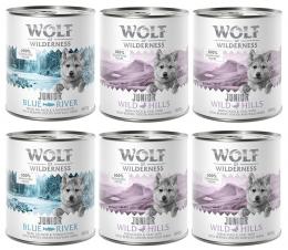 Wolf of Wilderness JUNIOR - Mixpaket - 6 x 800 g: 4x Ente & Kalb, 2x Huhn & Lachs