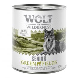 Wolf of Wilderness Senior 6 x 800 g - Duo-Protein Rezeptur - Green Fields - Lamm & Huhn