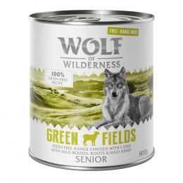 Wolf of Wilderness Senior 6 x 800 g - Freilandfleisch/-innereien & Duo-protein - 12 x 800 g: Senior Green Fields - Freiland-Lamm & Freiland-Huhn