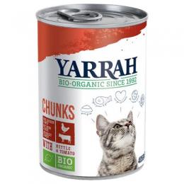 Yarrah Bio Chunks 6 x 405 g - Bio Huhn & Bio Rind mit Bio Brennnesseln & Bio Tomaten in Soße