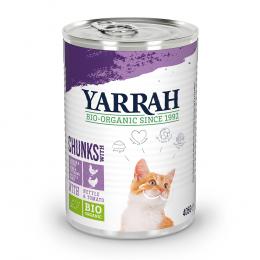Yarrah Bio Chunks 6 x 405 g - Bio Huhn & Bio Truthahn mit Bio Brennnesseln & Bio Tomaten in Soße
