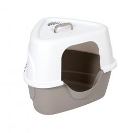 zooplus Basics Katzentoilette mit Haube - grau / weiß