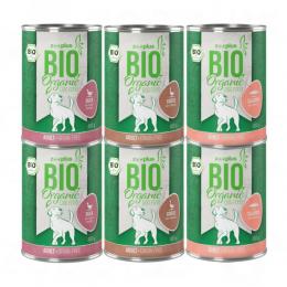 zooplus Bio Getreidefrei Mixpaket  - 6 x 400 g: Ente/Süßkartoffel, Lachs/Spinat, Gans/Kürbis